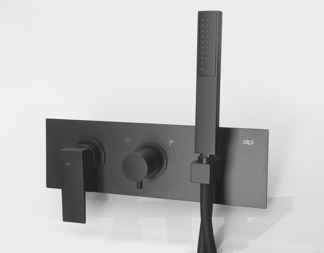 DIMY bateria prysznicowa podtynkowa, kompletna, 2 wyjścia, czarny mat