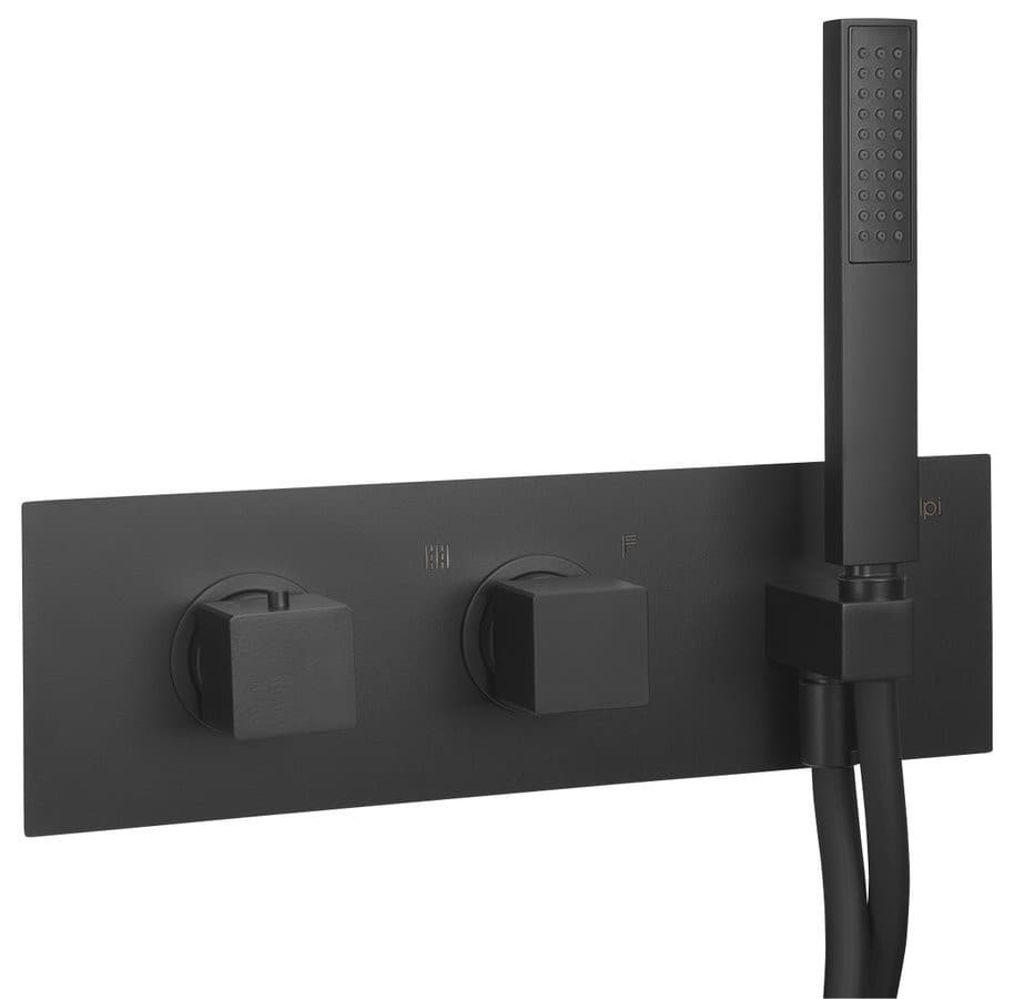 DIMY podtynkowa bateria prysznicowa termostatyczna z główką, 2 wyjścia, czarny mat