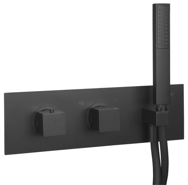 DIMY podtynkowa bateria prysznicowa termostatyczna z główką, 2 wyjścia, czarny mat