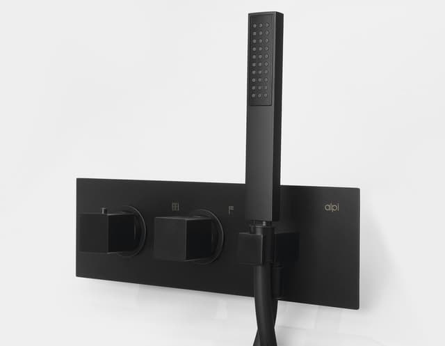 DIMY podtynkowa bateria prysznicowa termostatyczna z główką, 2 wyjścia, czarny mat