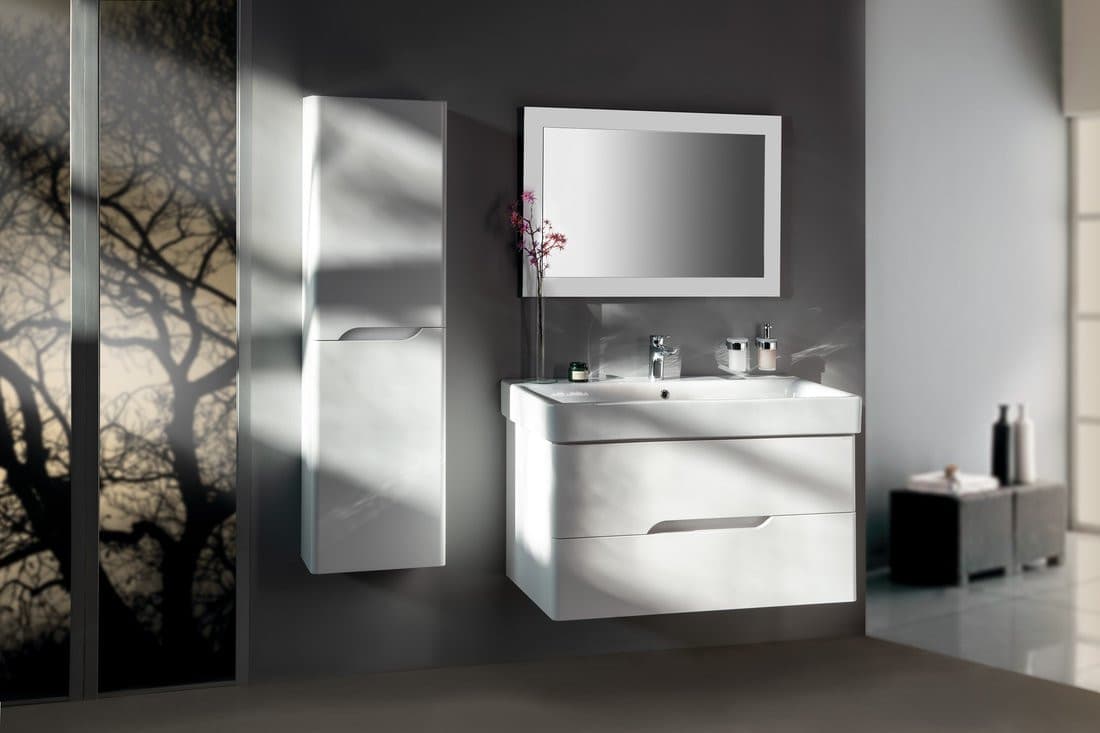 MEDIENA wysoka szafka 40x140x20cm, 2 drzwiczki, uniwersalna, biały mat