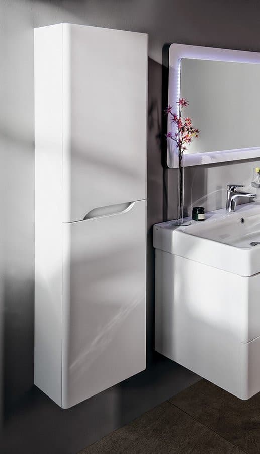 MEDIENA wysoka szafka 40x140x20cm, 2 drzwiczki, uniwersalna, biały mat