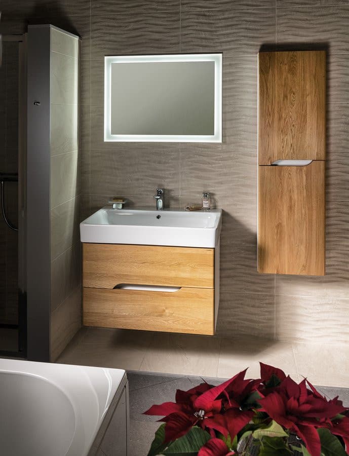 MEDIENA szafka wysoka 40x140x20cm, 2 drzwiczki, lew/prawa, biały mat, dąb naturalny