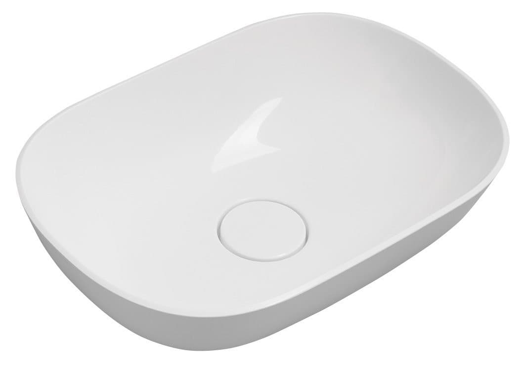 ERIDAN umywalka nablatowa 50x35 cm kompozytowa biała