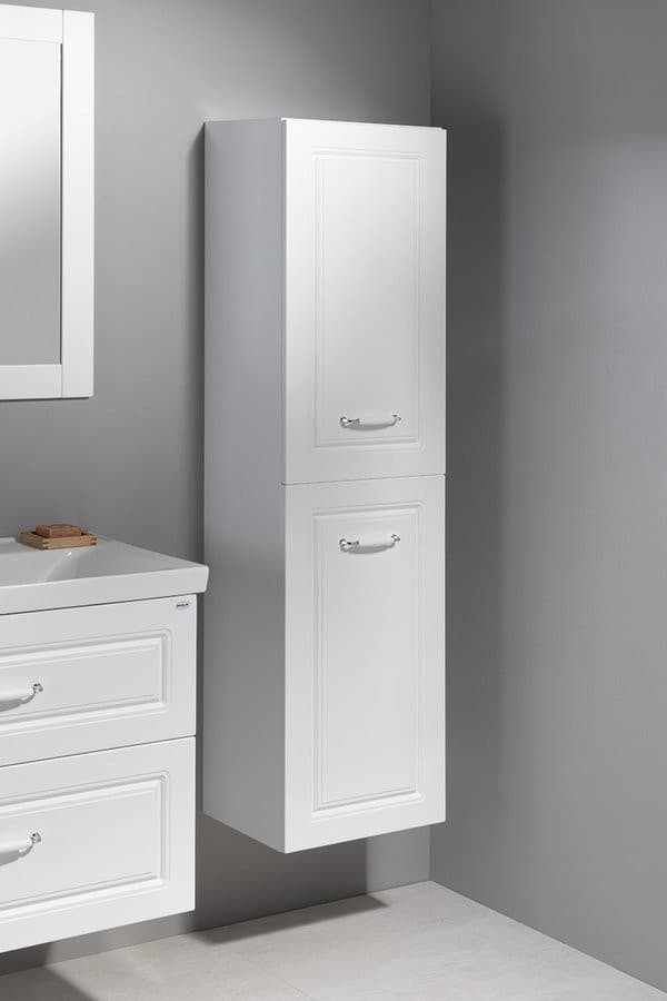 FAVOLO wysoka szafka łazienkowa z koszem na bieliznę 40x150x31 cm biały mat