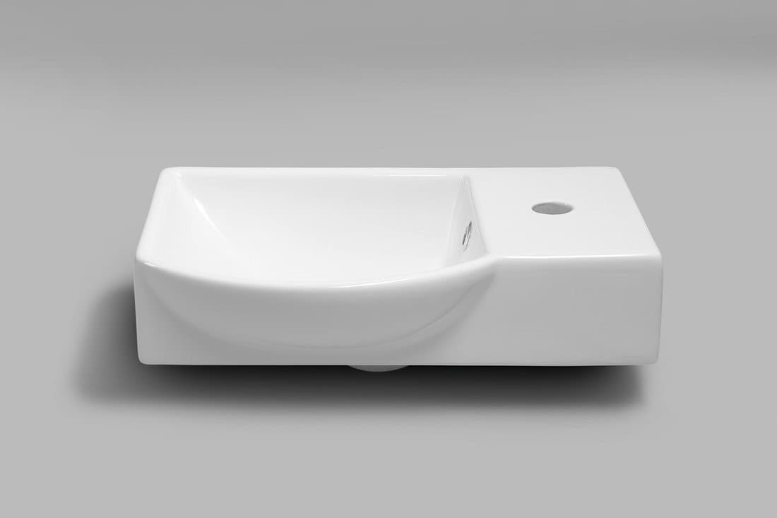 Umywalka ceramiczna LITOS 45x32 cm z baterią po prawej biała
