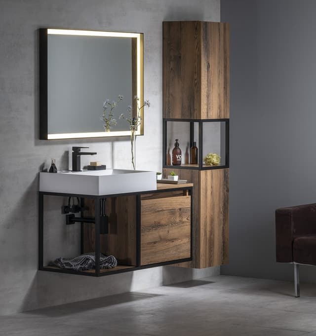 SKARA Szafka pod umywalkę 100x49,5x46,5 cm, czarny mat/kolor dąb Collingwood