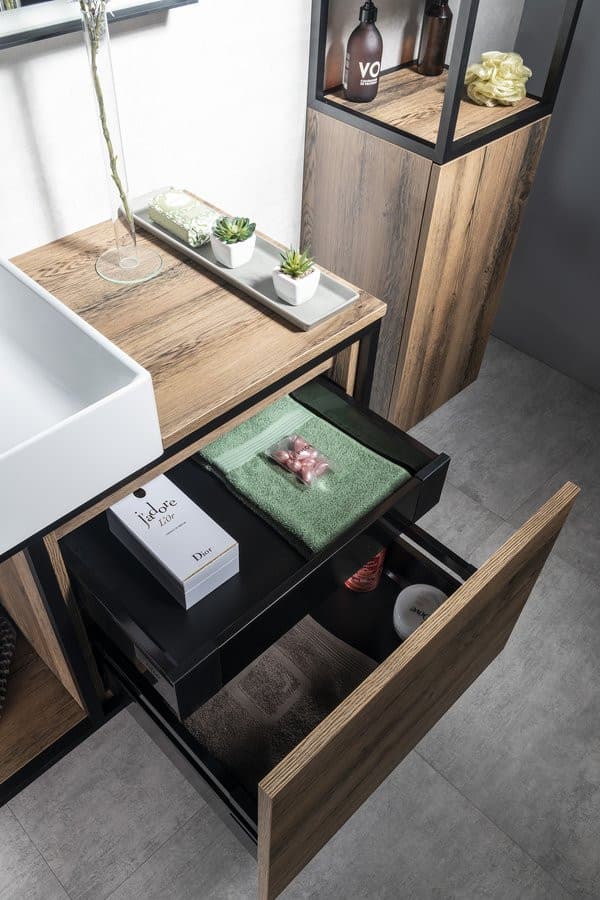 SKARA Szafka pod umywalkę 100x49,5x46,5 cm, czarny mat/kolor dąb Collingwood