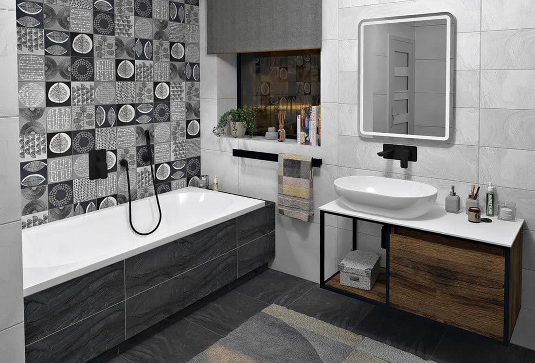 SKARA Szafka pod umywalkę 100x49,5x46,5 cm, czarny mat/kolor dąb Collingwood