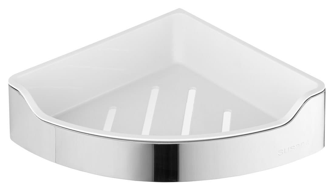 Półka narożna prysznicowa SAMBA, stal nierdzewna polerowana, 218x63x218mm