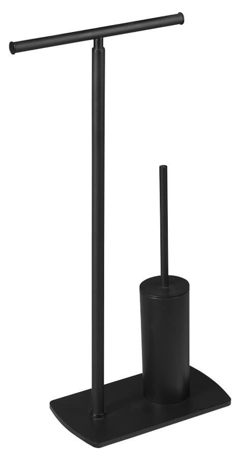 FLORIDA stojak z wieszakiem na papier i szczotką WC czarny mat