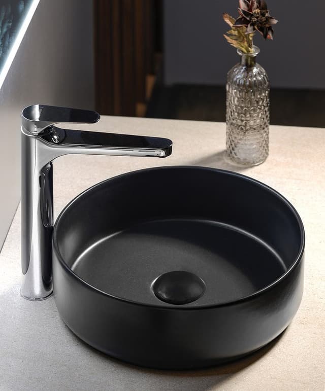 Korek umywalkowy klik-klak 5/4", czarny mat, ceramiczny grzybek