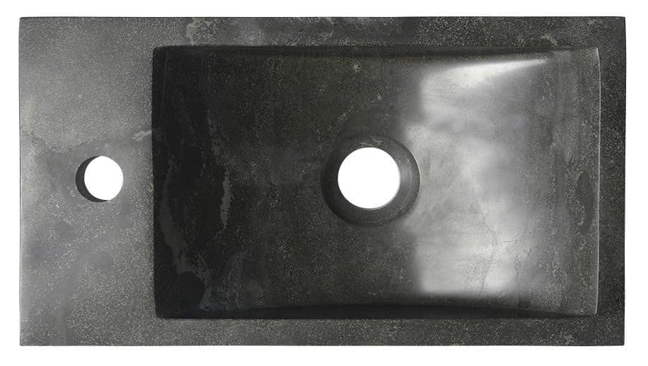 Kamienna umywalka prostokątna BLOK 40x22 cm z baterią lewą, antracyt