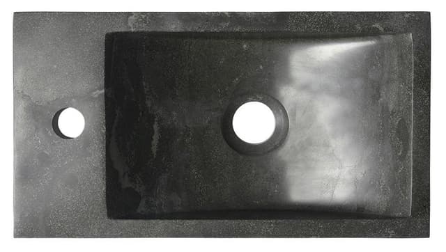 Kamienna umywalka prostokątna BLOK 40x22 cm z baterią lewą, antracyt
