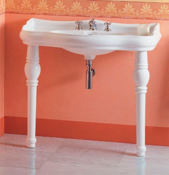 RETRO umywalka ceramiczna 100x54cm, z 3 otworami na baterię, biały