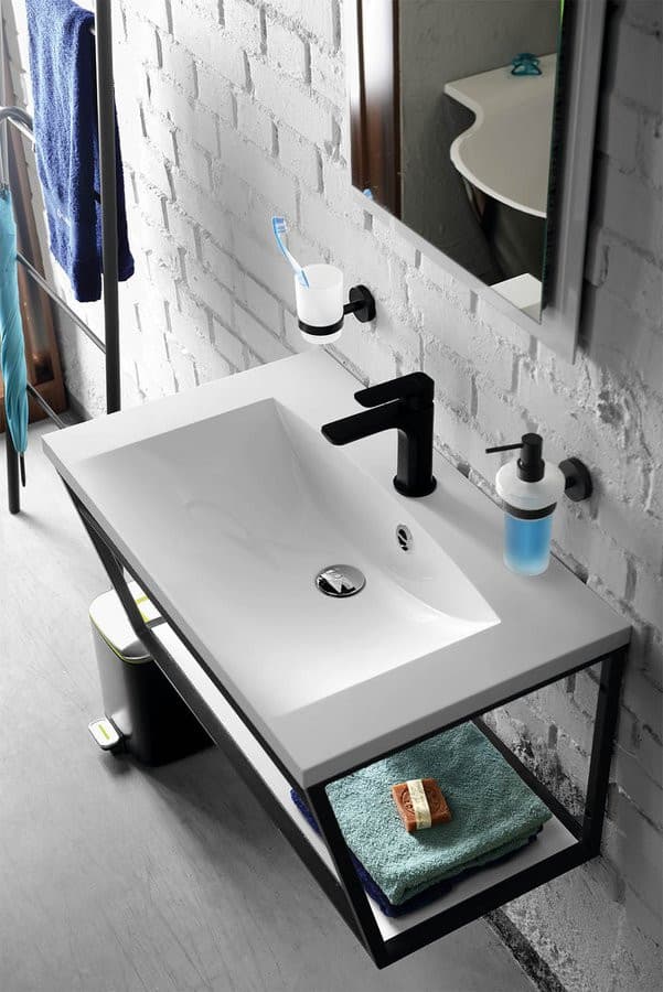 MARIA umywalka kompozytowa 75x46 cm bez otworu biała