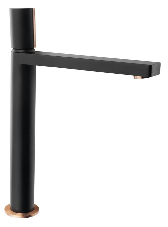 Bateria umywalkowa KAISA wysoka 235mm czarny mat/miedź