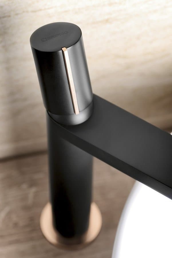 Bateria umywalkowa KAISA wysoka 235mm czarny mat/miedź