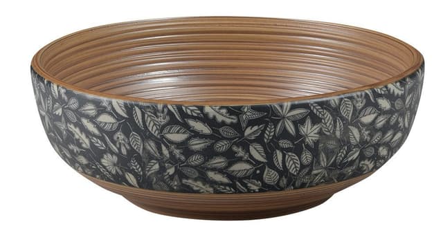 PRIORI umywalka nablatowa ceramiczna Ø 41 cm brązowa z niebieskim wzorem