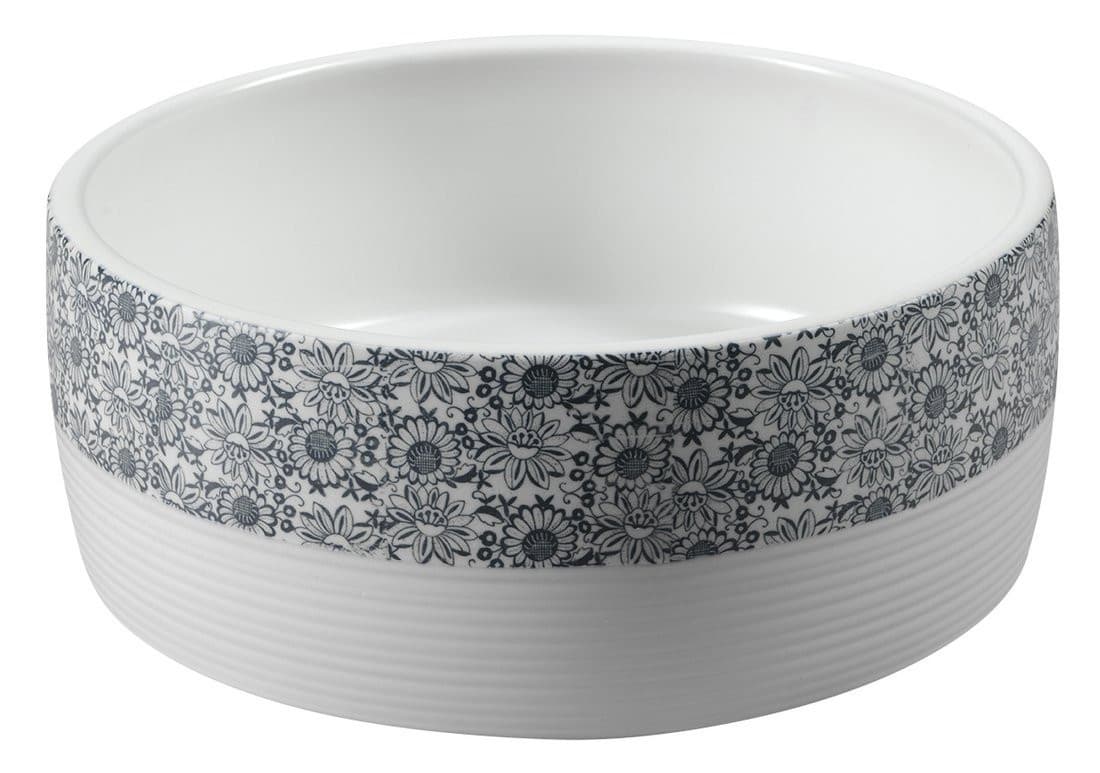 PRIORI umywalka ceramiczna nablatowa Ø 41 cm biała z niebieskim wzorem