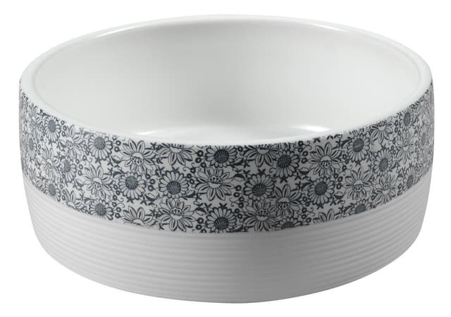 PRIORI umywalka ceramiczna nablatowa Ø 41 cm biała z niebieskim wzorem