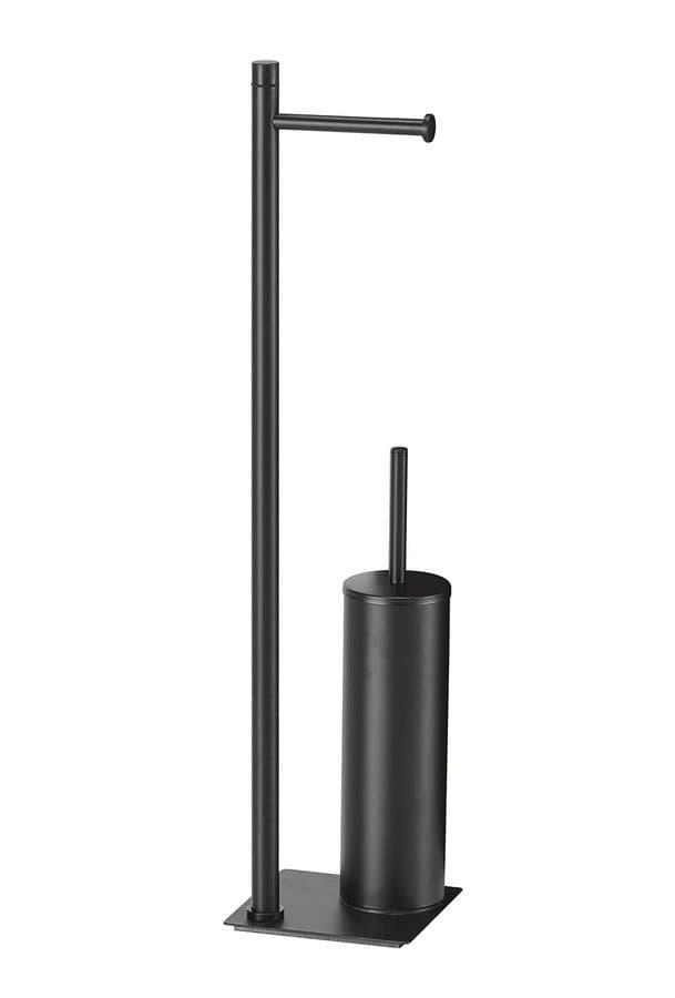 Stojak TRILLY z wieszakiem na papier i szczotką WC, matowy czarny
