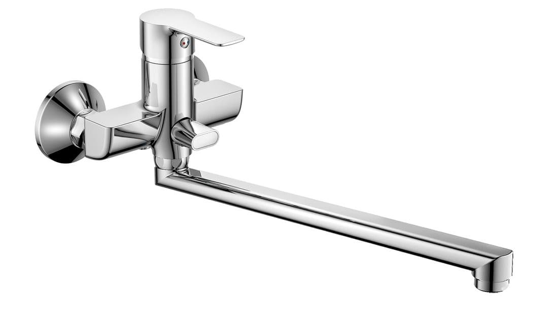 Bateria wannowa ścienna BARON 100 mm obrotowa wylewka chrom