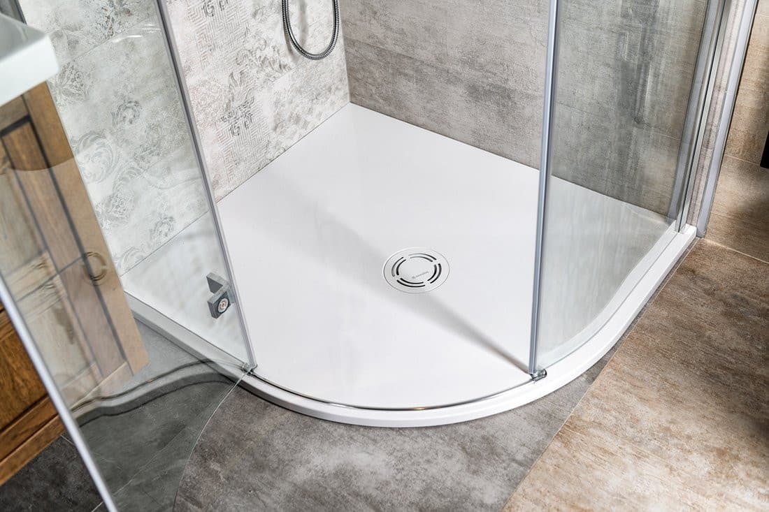 FLEXIA półokrągły brodzik kompozytowy z możliwością docinania, 100x90cm, R550, lewy