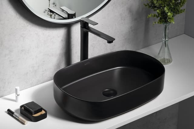 Umywalka nablatowa INFINITY OVAL 55x36 cm czarny mat