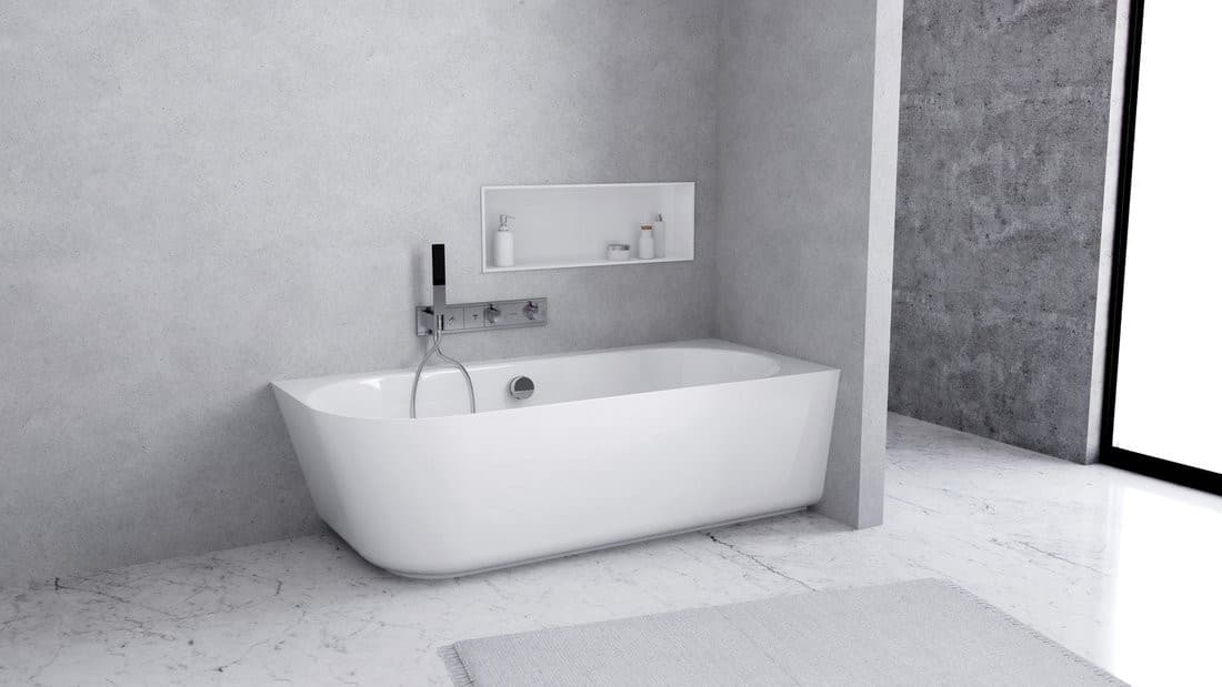 SUSSI R wanna przyścienna, narożna, kompozyt, 160x70x549,5cm, biały