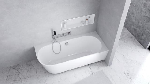 SUSSI R wanna przyścienna, narożna, kompozyt, 160x70x549,5cm, biały