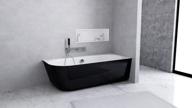 SUSSI R wanna przyścienna, narożna, kompozyt, 160x70x49,5cm, czarna/biała