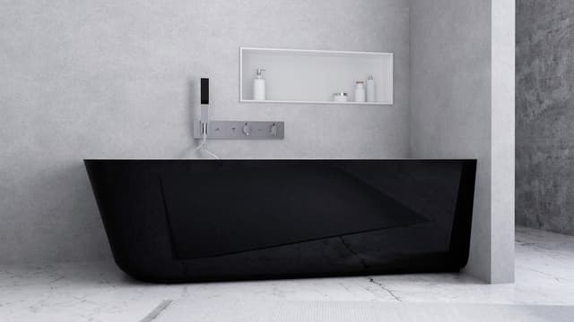 SUSSI R wanna przyścienna, narożna, kompozyt, 160x70x49,5cm, czarna/biała