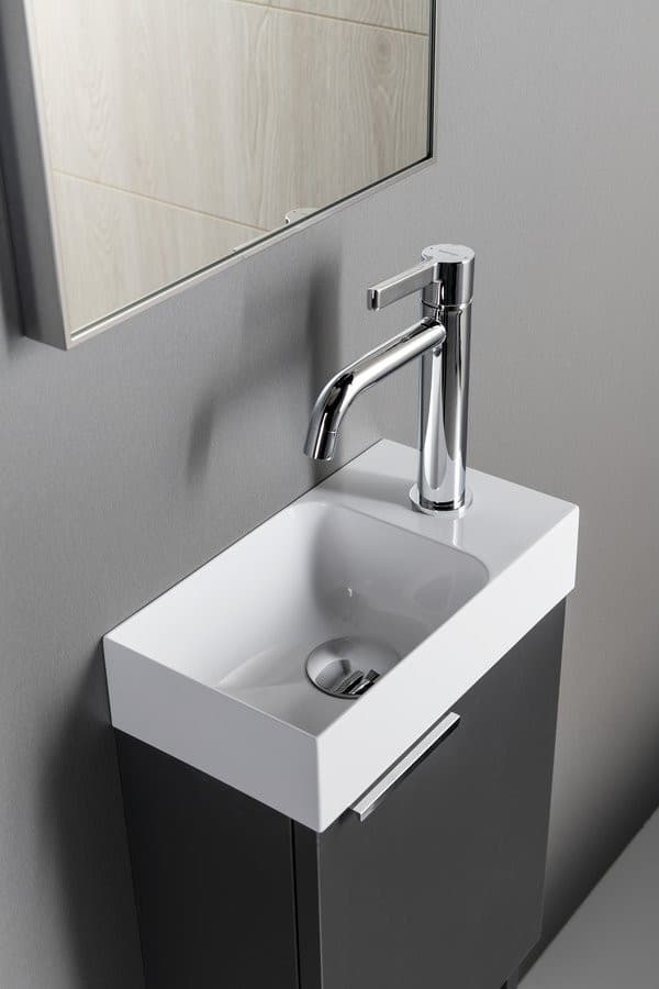 Mała umywalka kompozytowa PICCOLINO 30,8x17 cm bateria prawa