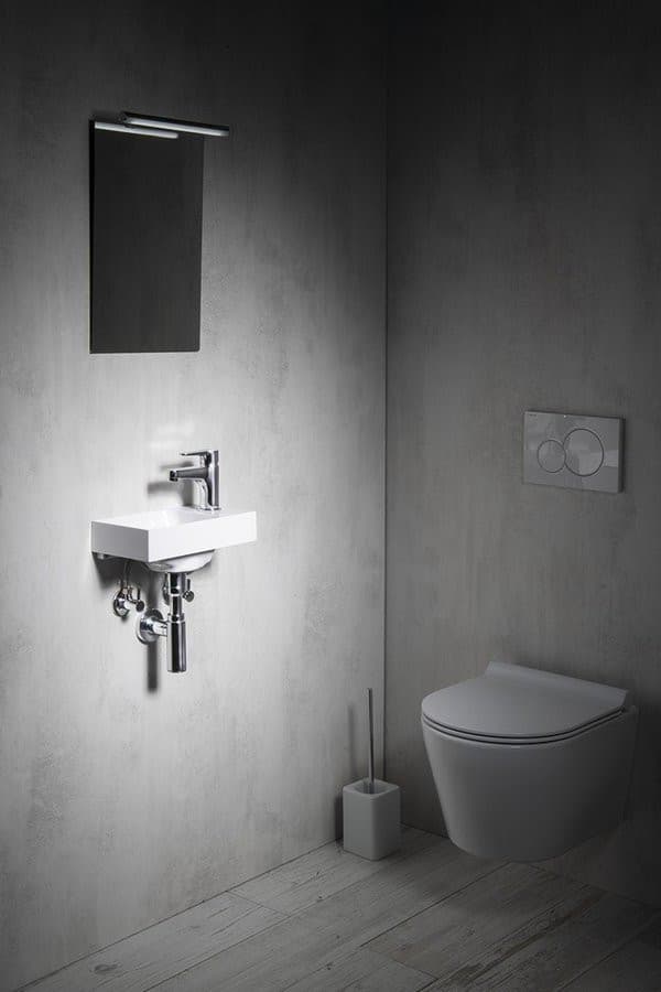 Mała umywalka kompozytowa PICCOLINO 30,8x17 cm bateria prawa