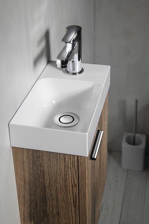 Mała umywalka kompozytowa PICCOLINO 30,8x17 cm bateria prawa