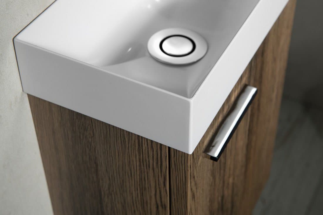 Mała umywalka kompozytowa PICCOLINO 30,8x17 cm bateria prawa