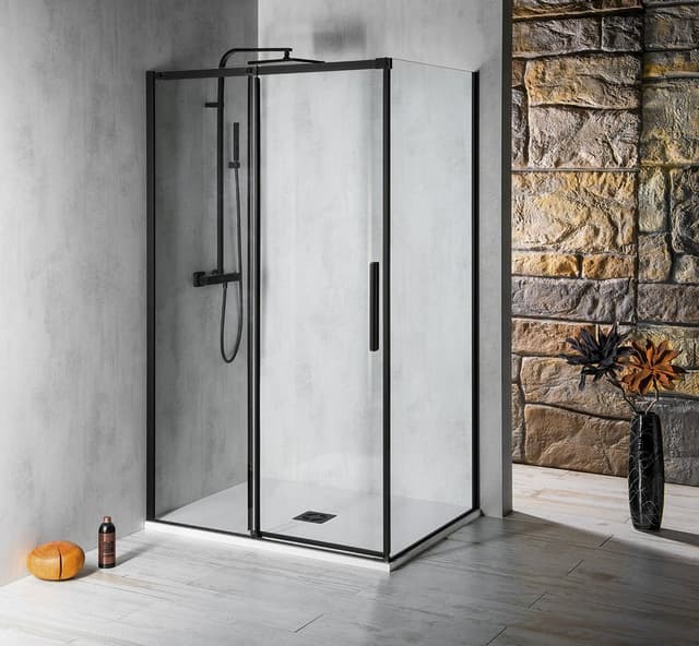 ALTIS BLACK ścianka boczna 1000mm, szkło czyste, wysokość 2000mm, szkło czyste