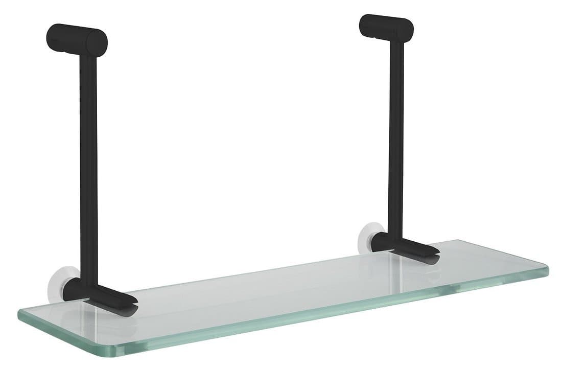 Czarna matowa półka szklana do kabiny prysznicowej 400x195 mm