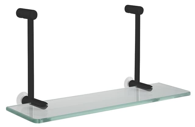 Czarna matowa półka szklana do kabiny prysznicowej 400x195 mm