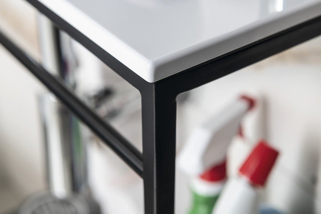 Blat pod umywalkę MINOR 40x22,5 cm kompozytowy biały z baterią lewa