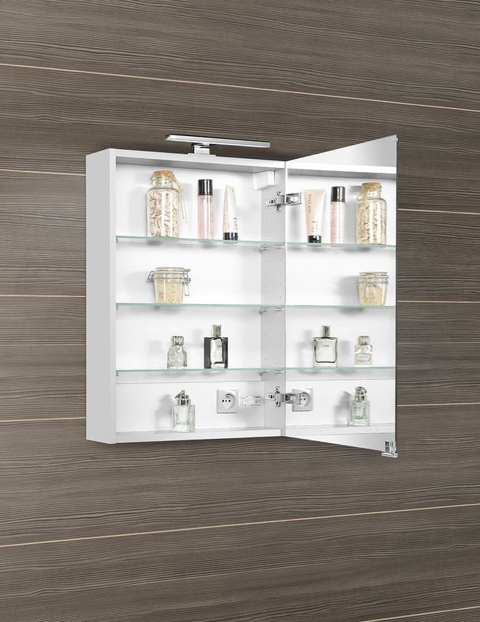 MIRRÓ szafka z lustrem i oświetleniem LED, 50x70x16cm, uniwersalne, biała