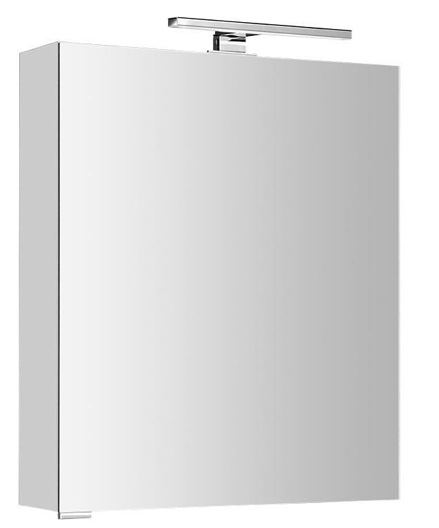 MIRRÓ szafka z lustrem LED, 60x70x16cm, uniwersalne otwieranie, biała