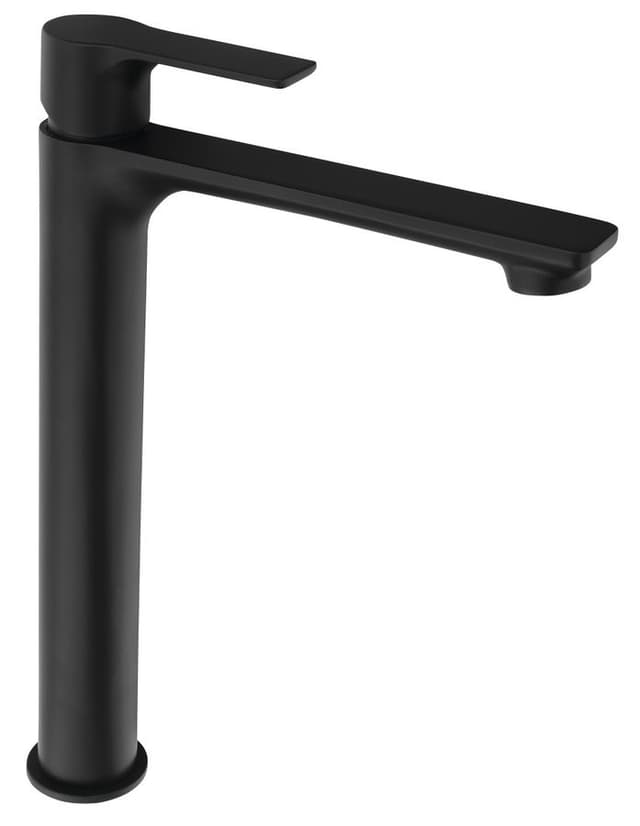 PAX wysoka bateria umywalkowa z przedłużoną wylewką, bez odpływu, czarny mat