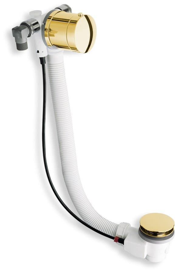 Zestaw odpływowy z napełnianiem, 775mm, automatyczny korek 72mm, złoty