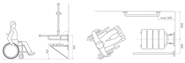 Poręcz ścienna lewa HANDICAP stal nierdzewna polerowana 630x890 mm