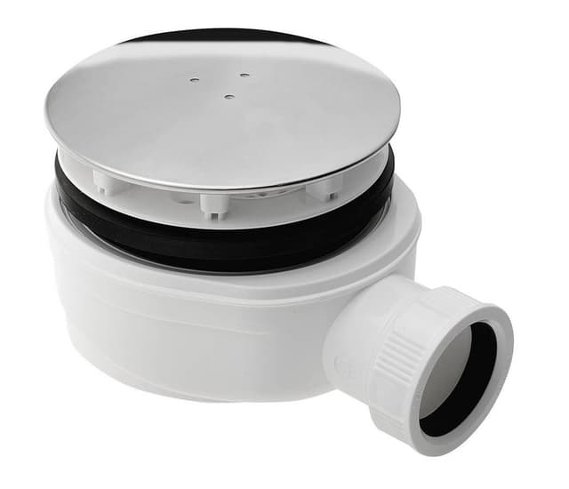 Niski syfon do brodzików 90mm z odpływem DN40, stal nierdzewna polerowana