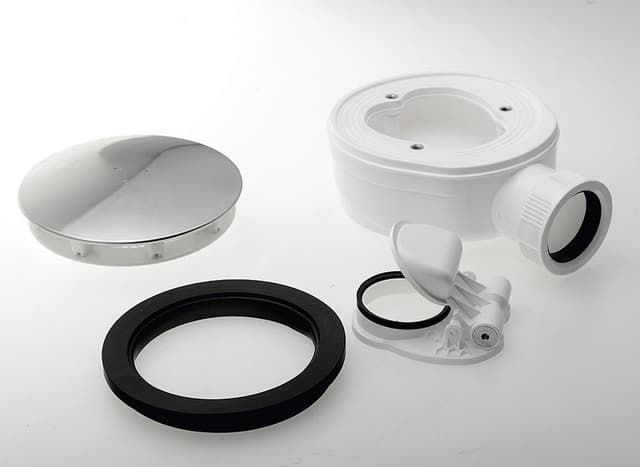 Niski syfon do brodzików 90mm z odpływem DN40, stal nierdzewna polerowana