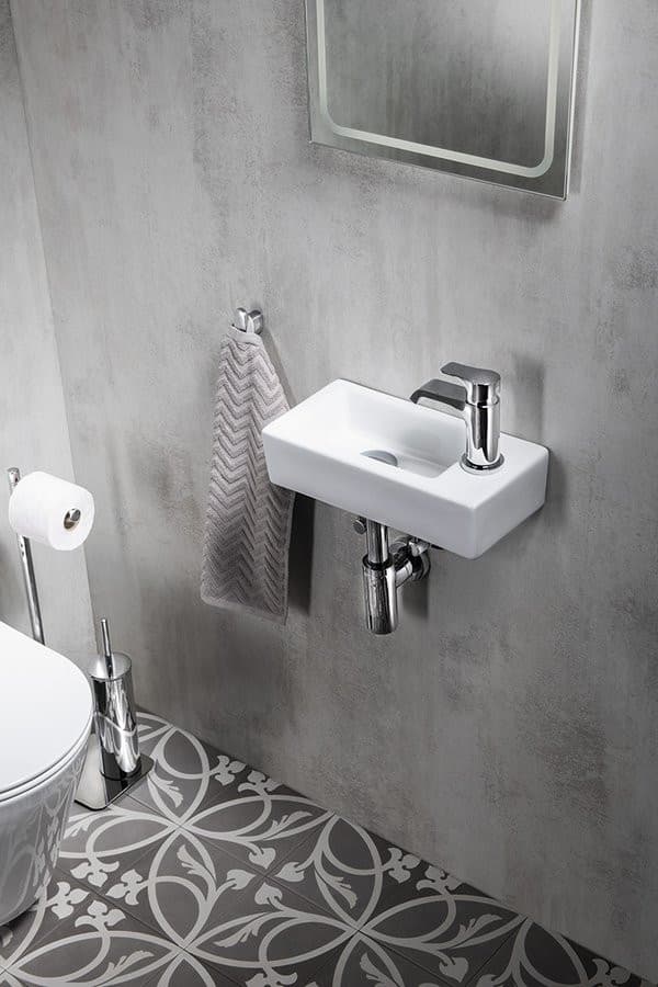 ZOE mała ceramiczna umywalka 37x18 cm z otworem na baterię prawej strony