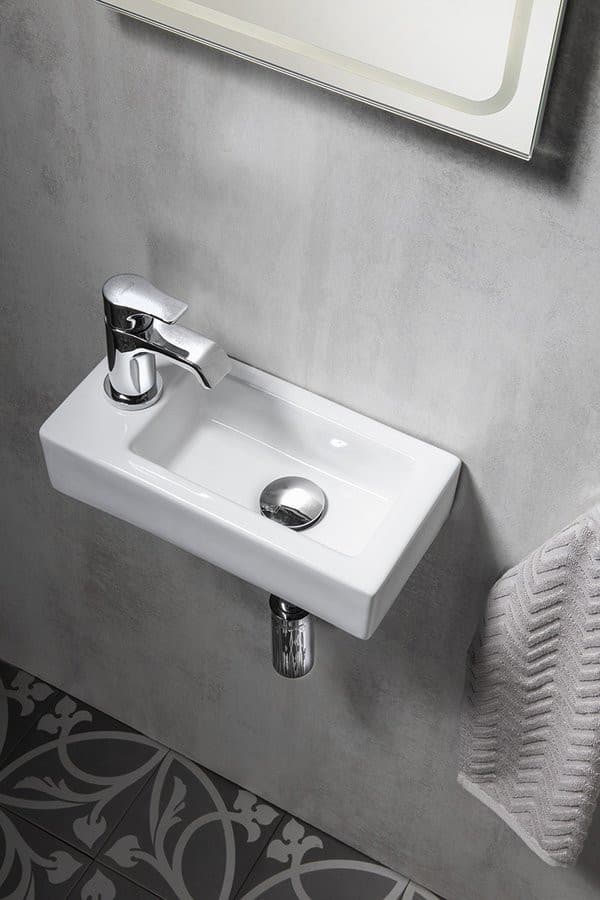 ZOE ceramiczna umywalka 37x18 cm otwór na baterię po lewej